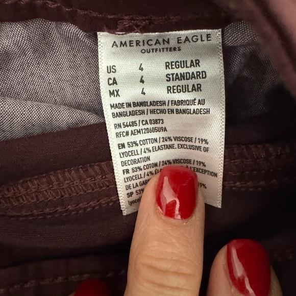 American Eagle Burgundy Hi Rise Stretch Pants Size 4 - Picture 4 of 5